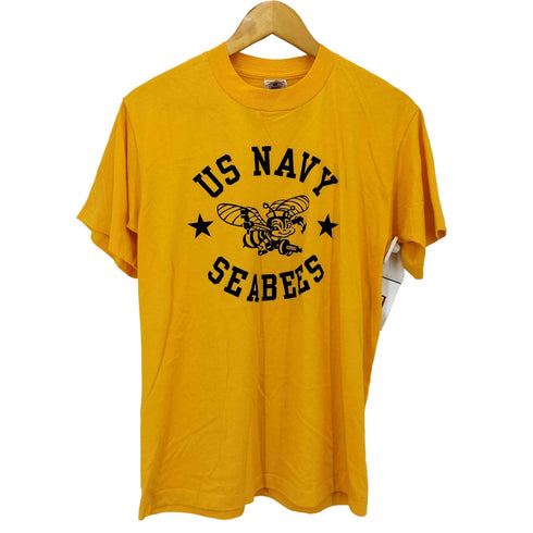 ユーエスネイビー U.S.NAVY 90S USA製 FRUIT OF THE ROOM ボディ SEABEES ロゴ プリント Tシャツ メンズ import:M