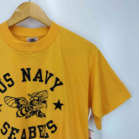 ユーエスネイビー U.S.NAVY 90S USA製 FRUIT OF THE ROOM ボディ SEABEES ロゴ プリント Tシャツ メンズ import:M
