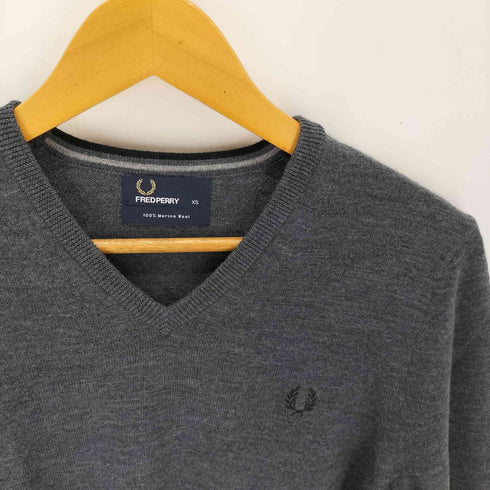 フレッドペリー FRED PERRY Wool Classic Tipped V Neck Sweater メリノウール Vネックセーター メンズ XS