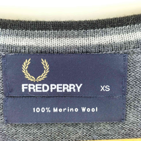 フレッドペリー FRED PERRY Wool Classic Tipped V Neck Sweater メリノウール Vネックセーター メンズ XS