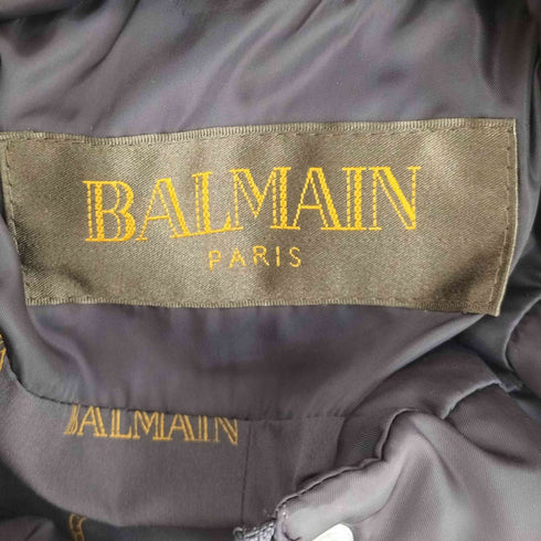 バルマンパリ BALMAIN PARIS 裏地総柄 ブルーフォックスファー付き 比翼 ダウンコート レディース import:L