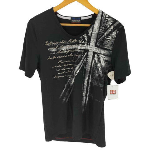 ニコルクラブフォーメン NICOLE CLUB FOR MEN 英字 グラフィックデザイン Vネック Tシャツ Y2K メンズ 50
