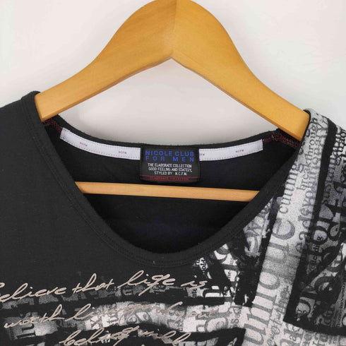 ニコルクラブフォーメン NICOLE CLUB FOR MEN 英字 グラフィックデザイン Vネック Tシャツ Y2K メンズ 50