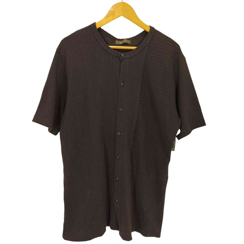 ワイズフォーメン Ys for men 93SS 茶タグ リネン混 アシンメトリー デザイン ノーカラー ニットシャツ メンズ
