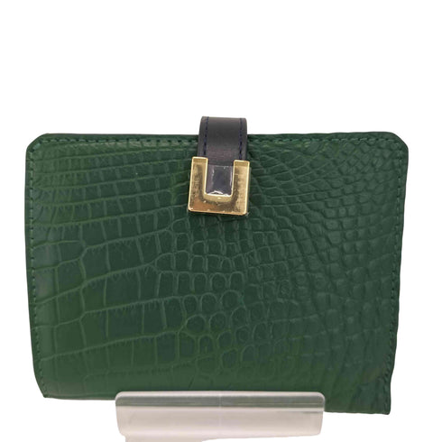CROCODILE GENUINE マットクロコダイル 二つ折り財布 レディース