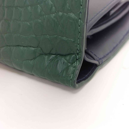 CROCODILE GENUINE マットクロコダイル 二つ折り財布 レディース