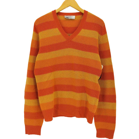 イヴサンローラン Yves Saint Laurent ボーダー Vネック ウール ニット セーター メンズ