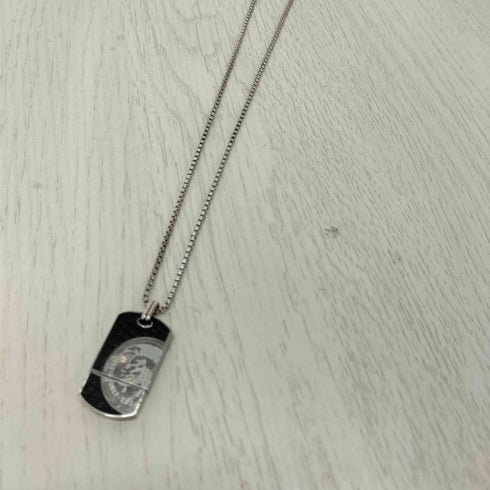 ディーゼル DIESEL レザーコンビ ドッグタグ ネックレス メンズ ONE SIZE