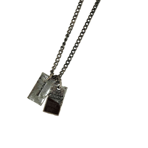 ディーゼル DIESEL 2連 ドッグタグ ネックレス レザーコンビチェーン メンズ ONE SIZE