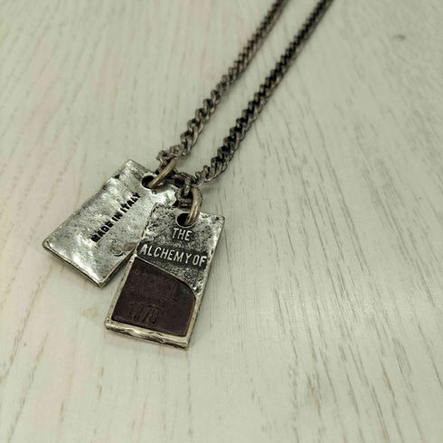 ディーゼル DIESEL 2連 ドッグタグ ネックレス レザーコンビチェーン メンズ ONE SIZE