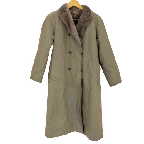 CAPPOTTO 裏地フェイクファー 玉虫 くるみボタン ステンカラーコート レディース JPN:9号