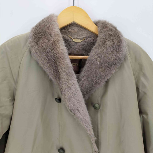 CAPPOTTO 裏地フェイクファー 玉虫 くるみボタン ステンカラーコート レディース JPN:9号