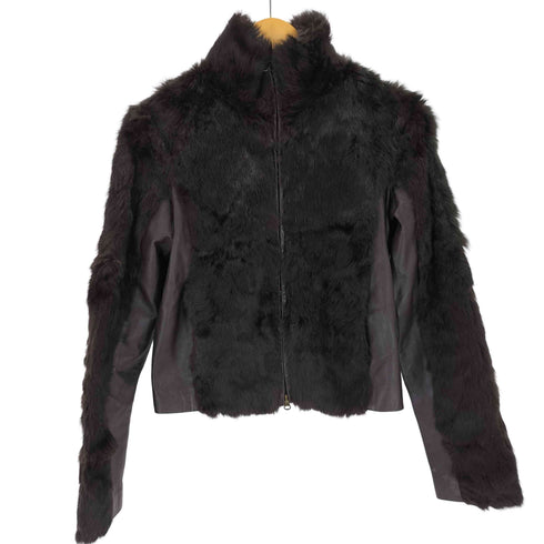 bebe レザー切り替え ファー ジップアップジャケット レディース import:M