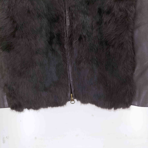 bebe レザー切り替え ファー ジップアップジャケット レディース import:M