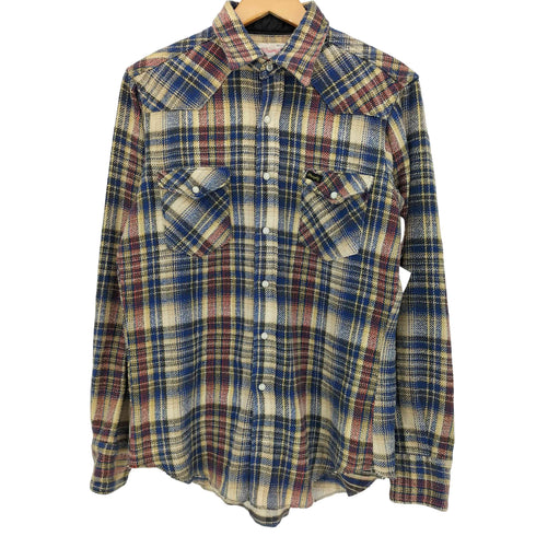 ラングラー Wrangler 70s USA製 白タグ タータンチェック ヘビーネル ウエスタンシャツ メンズ 15 1/2