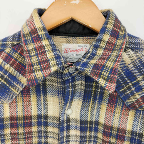 ラングラー Wrangler 70s USA製 白タグ タータンチェック ヘビーネル ウエスタンシャツ メンズ 15 1/2