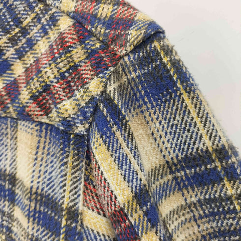 ラングラー Wrangler 70s USA製 白タグ タータンチェック ヘビーネル ウエスタンシャツ メンズ 15 1/2