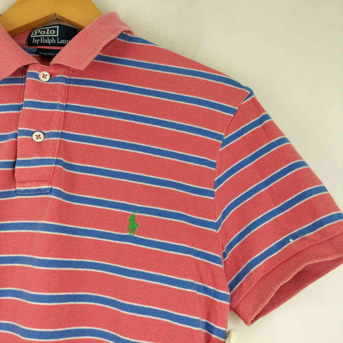 ポロバイラルフローレン Polo by RALPH LAUREN 90s スモールポニー刺繍 半袖 ボーダー ポロシャツ メンズ import:M