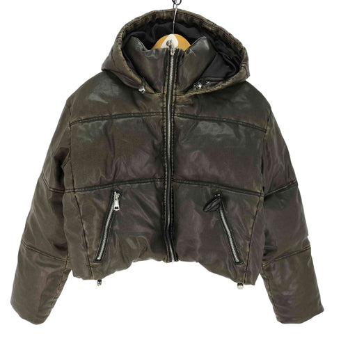 ザラ ZARA フェイクレザー パファージャケット クロップド レディース import:S