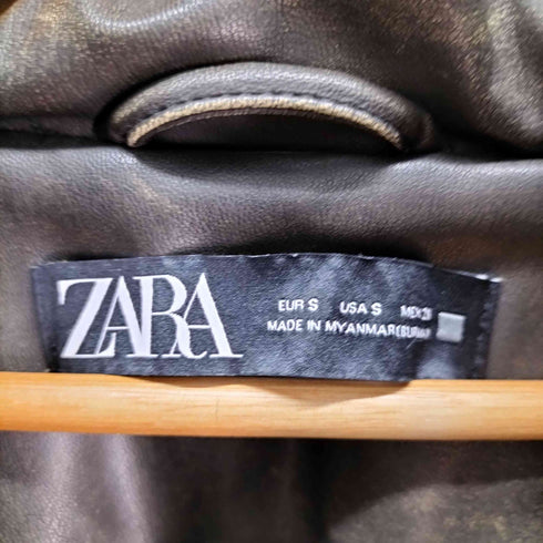 ザラ ZARA フェイクレザー パファージャケット クロップド レディース import:S