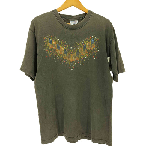 オールスポーツ ALL sport 90S 袖裾シングル 星条旗 クルーネックTシャツ メンズ import:L
