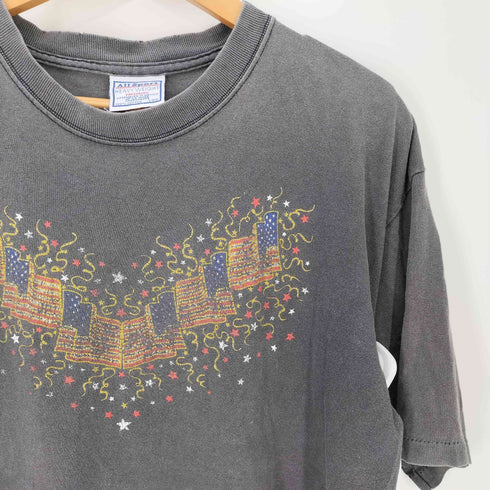 オールスポーツ ALL sport 90S 袖裾シングル 星条旗 クルーネックTシャツ メンズ import:L