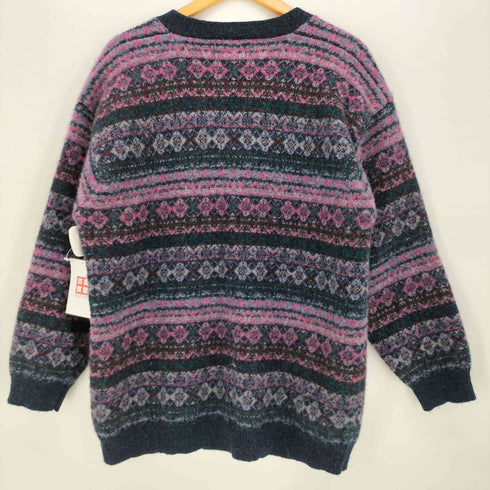 エディーバウアー Eddie Bauer 80S 黒タグ 後期 ノルディック柄 ウール Vネック カーディガン メンズ import:L