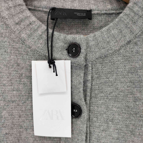 ザラ ZARA ウール混 アクリルクルーネックカーディガン レディース import:S