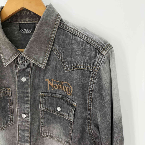 ノートン NORTON スナップ 刺繍 デニムウエスタンシャツ メンズ JPN:L