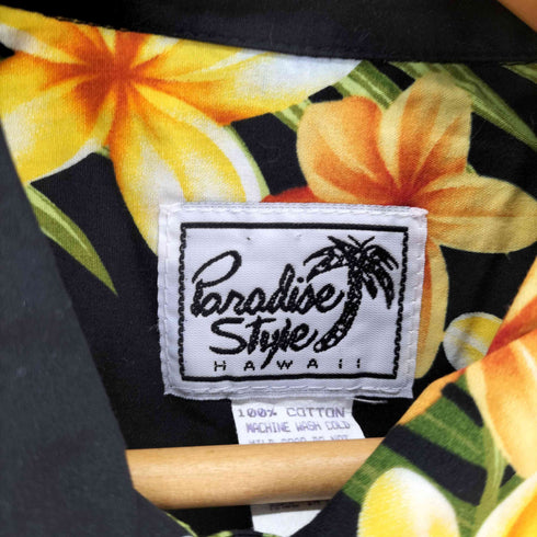 ハワイ製 Paradise Style ボタニカル柄 開襟 アロハシャツ メンズ JPN:M