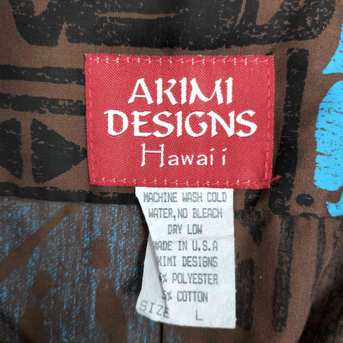 USA製 ARIMI DESIGNS ボタニカル柄 ボタンダウン プルオーバー アロハシャツ メンズ JPN:L