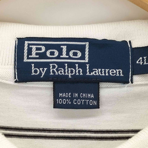 ポロバイラルフローレン Polo by RALPH LAUREN ポニー刺繍 ボーダー 半袖 ポロシャツ メンズ 4L