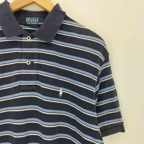 ポロバイラルフローレン Polo by RALPH LAUREN ポニー刺繍 ボーダー 半袖ポロシャツ メンズ M