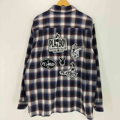 プレイボーイ PLAYBOY SEQUENZ ワッペンフランネルチェックシャツ メンズ import:L