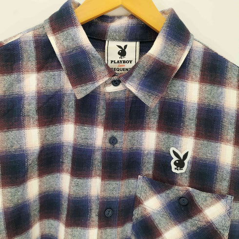 プレイボーイ PLAYBOY SEQUENZ ワッペンフランネルチェックシャツ メンズ import:L