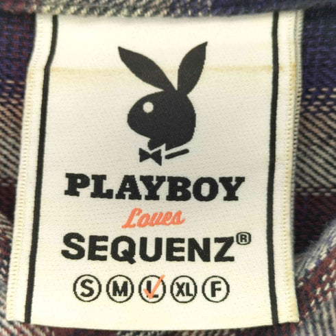 プレイボーイ PLAYBOY SEQUENZ ワッペンフランネルチェックシャツ メンズ import:L