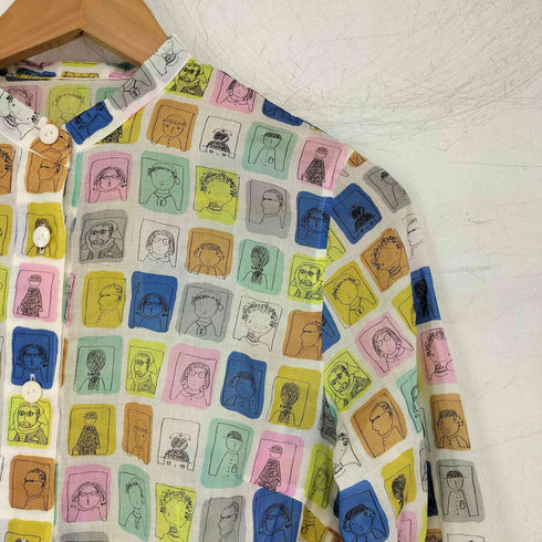 スタジオピッコーネ STUDIO PICONE バンドカラー総柄 L/S シャツ レディース