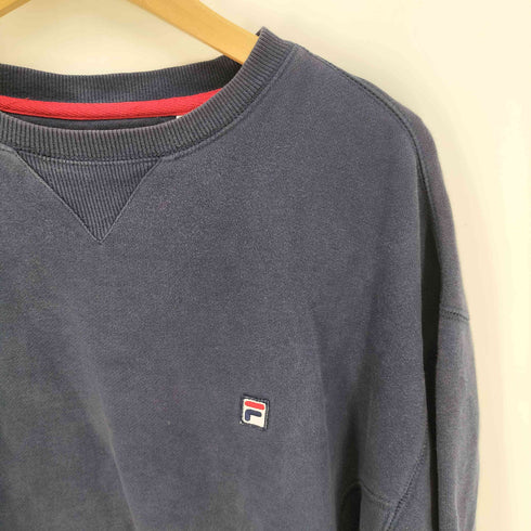 フィラ FILA 90-00S ワンポイントロゴ刺繍 前Vガゼット プルオーバー スウェット メンズ import:L
