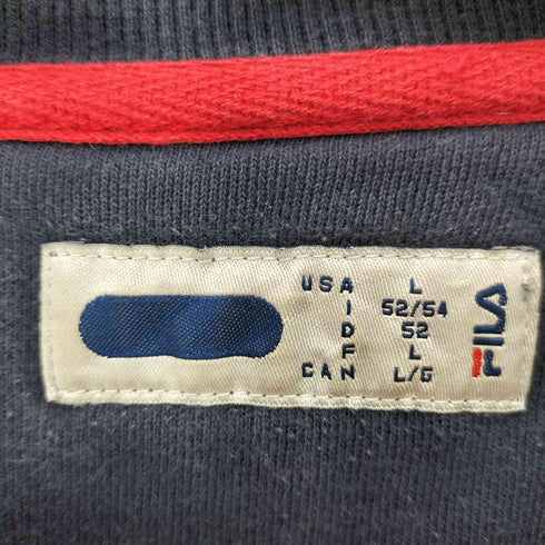 フィラ FILA 90-00S ワンポイントロゴ刺繍 前Vガゼット プルオーバー スウェット メンズ import:L