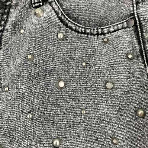 the vintage standard Y2K スタッズ ショート デニム パンツ レディース