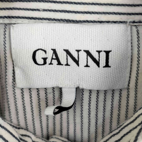 ガニー Ganni コットン ストライプ レギュラーカラーシャツ レディース