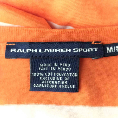 ラルフローレンスポーツ RALPH LAUREN SPORT ポニー刺繍 ボーダー Vネック 半袖 Tシャツ レディース import:M