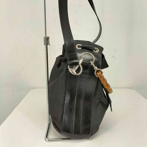 グッチ GUCCI 2way バンブーハンドルバッグ 巾着 ナイロン エナメル レディース