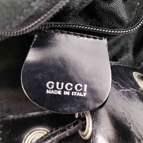 グッチ GUCCI 2way バンブーハンドルバッグ 巾着 ナイロン エナメル レディース