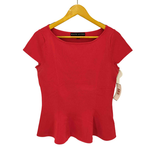 ラルフローレンブラックレーベル RALPH LAUREN BLACK LABEL レーヨン 半袖 フレア ニット レディース import:L