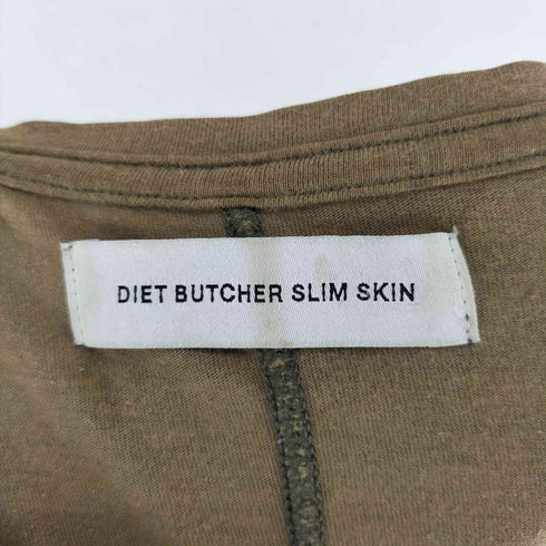 ダイエットブッチャースリムスキン DIET BUTCHER SLIM SKIN 無地 レザーパッチ クルーネック 長袖 Tシャツ メンズ