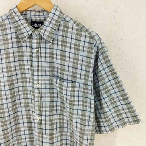 ステューシー Stussy 90S 紺タグ OLD 半袖 コットン チェック シャツ メンズ M