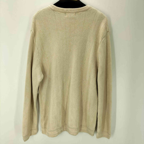 チャップスラルフローレン CHAPS RALPH LAUREN 90s ヘリンボーン コットン ニット 刺繍 ロゴ メンズ import:XL