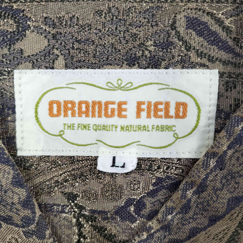 ORANGE FIELD オレンジフィールド ペイズリー 長袖 バンドカラー シャツ レディース L