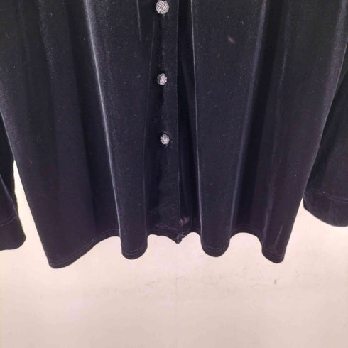 Laura Scott ベロア チャイナ 長袖 マオカラー シャツ レディース XL